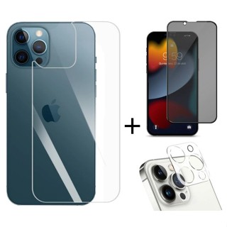 Kit 3em1 Pelicula Ceramica Tela 9D Anti-Espiao + Pelicula Traseira + Pelicula de Camera Compativel Com iPhone 15
