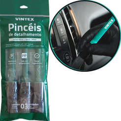 Kit 3 Pincéis de Detalhamento Automotivo Super Macio Vintex