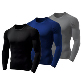 Kit Com 03 Camisas Térmicas De Manga Longa Malha Fria ANTI UV 50 Simbolo Refletivo