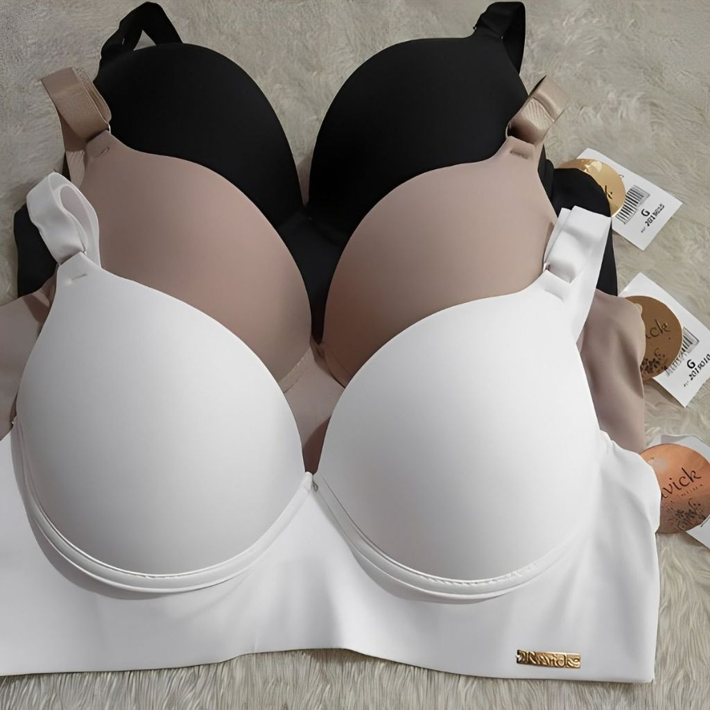 kit c/2 Sutiã Básico Reforçado de Microfibra Com Bojo - Lingerie Promoção Direto Da Fábrica do p ao gg