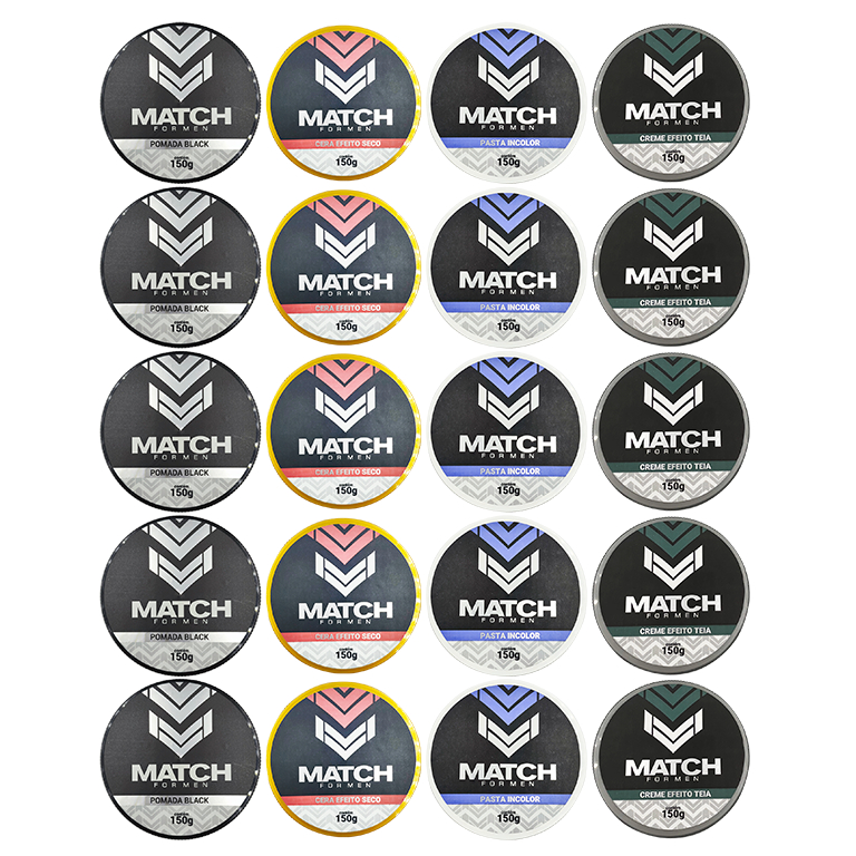 20 Unidades De Pomada Modeladora Fixadora Match ForMen C/150gr Cabelo E Barba Masculino