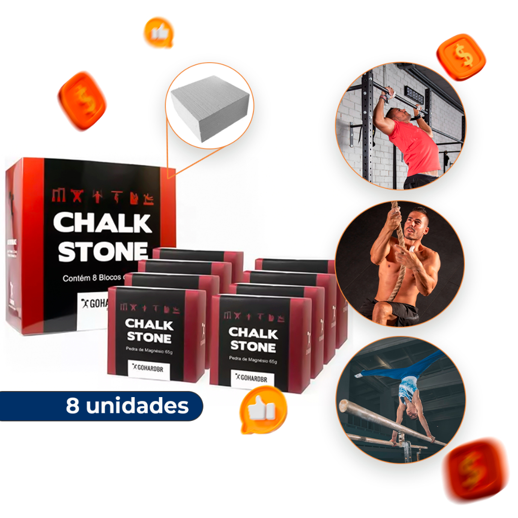 Caixa Carbonato De Magnésio com 8 unidades indicado para Crossfit Escalada StrongMan Ginastica Esportes