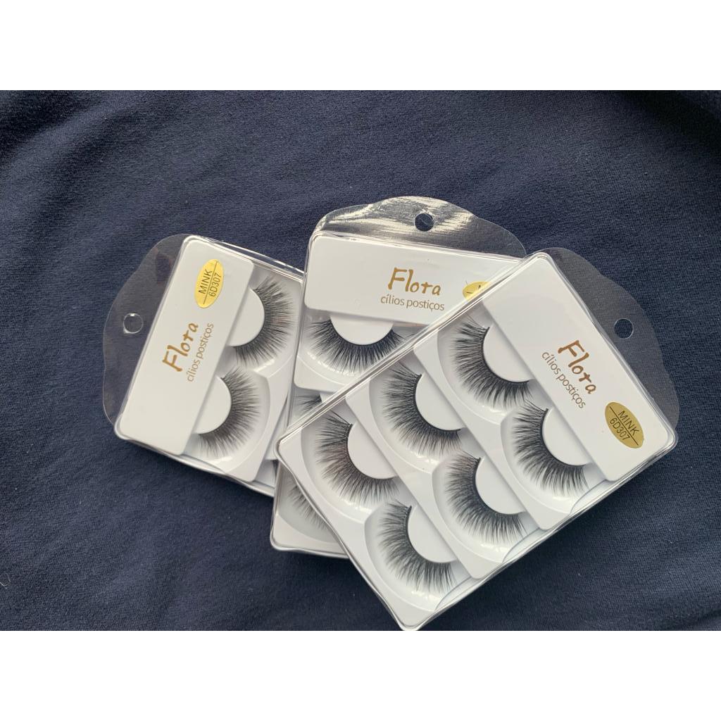 Caixa 3 Pares de Cílios Postiços Mink Natural Modelos Diversos em Oferta na Shopee