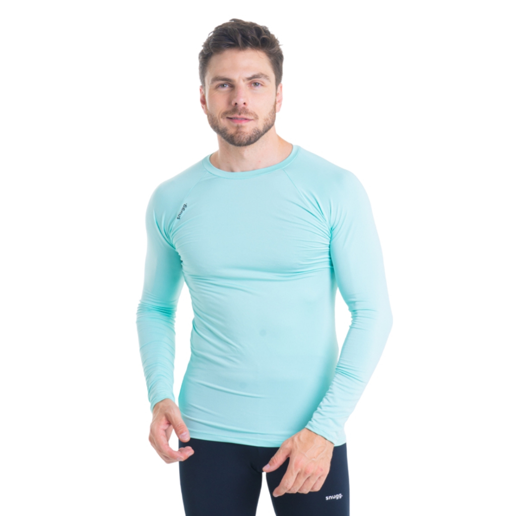 Camiseta Térmica Segunda Pele manga longa Proteção Solar UV50+ Esportiva Academia Unissex Snugg Verde Claro GG