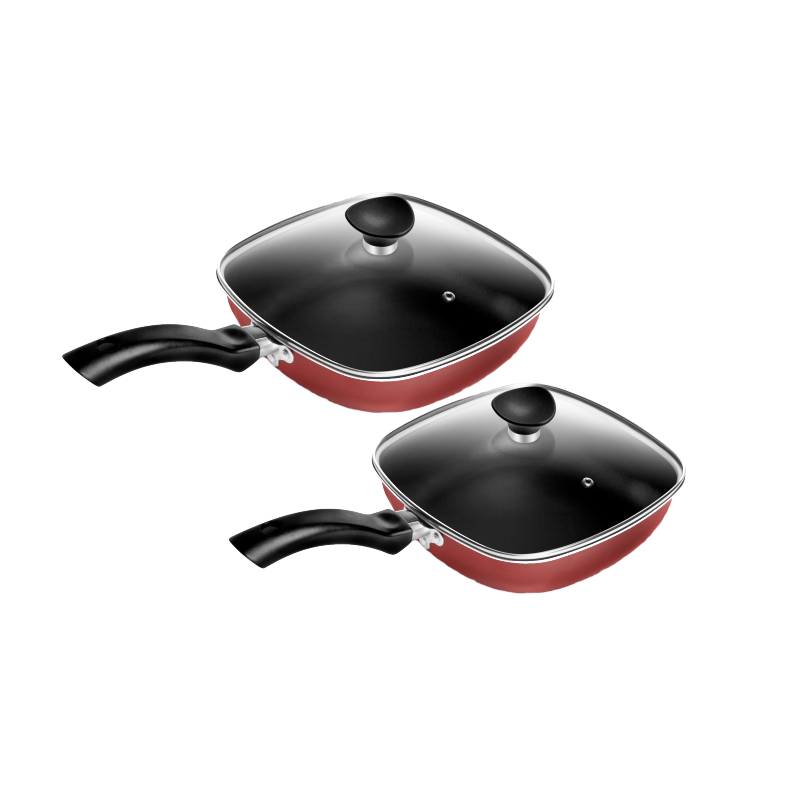 Conjunto De 2 Frigideiras Quadradas Antiaderente Vermelho  N°17/15