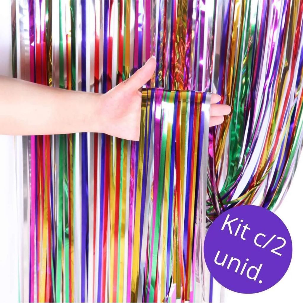 Kit 02 Cortinas Metalizada Colorida Painel Decoração Carnaval em Oferta na Shopee
