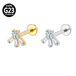 Piercing Helix Conch Labret Titânio Pvd 4 Zircônia Cravejada em Oferta na Shopee