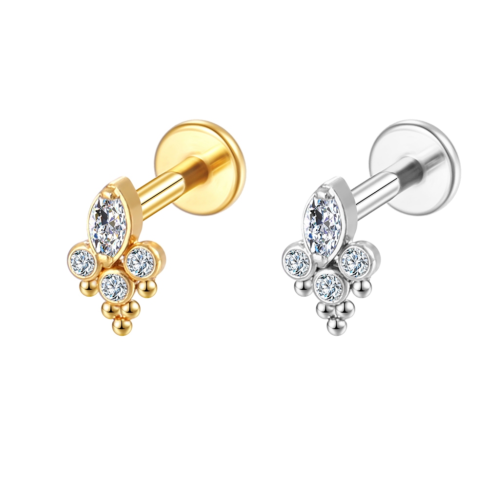 Piercing Helix Conch Labret Aço Cirúrgico Pvd Indiano Zircônia Cravada em Oferta na Shopee