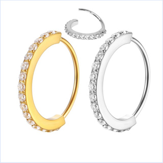 Piercing Nariz Orelha Argola Aço Cirúrgico Pvd Torção 1 Fileira Zircônia Cravejada em Oferta na Shopee