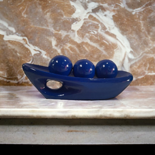 Centro Mesa Barca 3 Bolas Kit Prato Decorativo Enfeite Sala Decoração De Casa Rustica