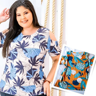 Blusa Estampada Com Manga Ciganinha e Alça Larga Tamanho Grande
