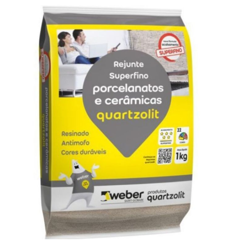 Rejunte Para Porcelanato E Cerâmica Super Fino Resinado 1kg Quartzolit Várias Cores