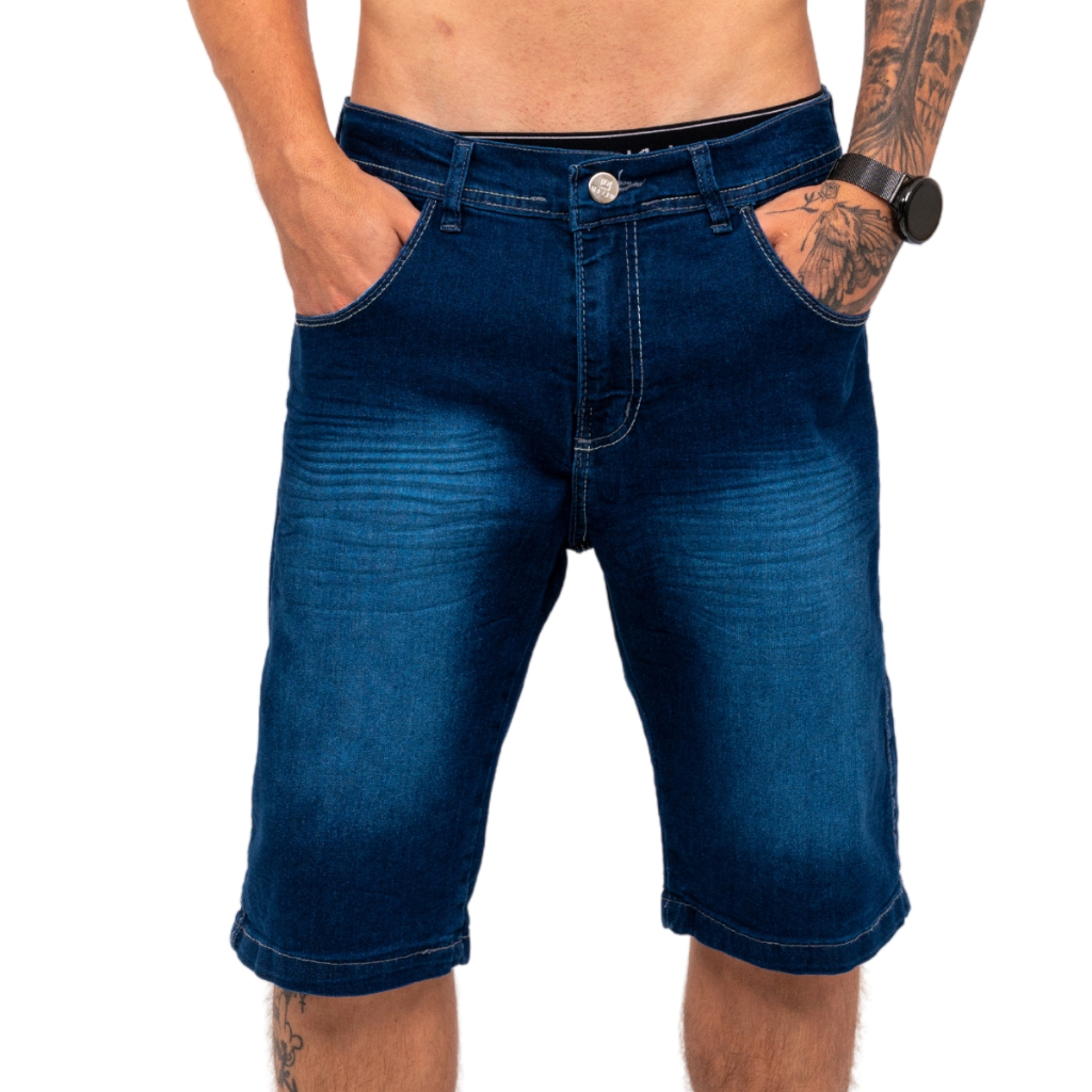Bermudas Masculinas Jeans Com Lycra Slim Fit