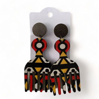 BRINCO DE MDF AFRO PENTE ESTAMPADO GRANDE UNITÁRIO