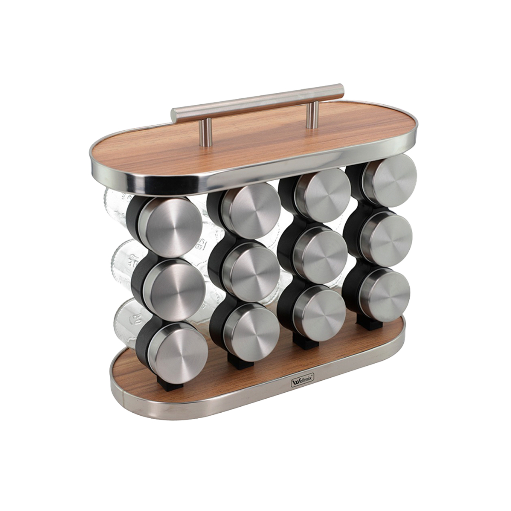 Porta Condimentos Com 12 Potes Em Vidro Oval