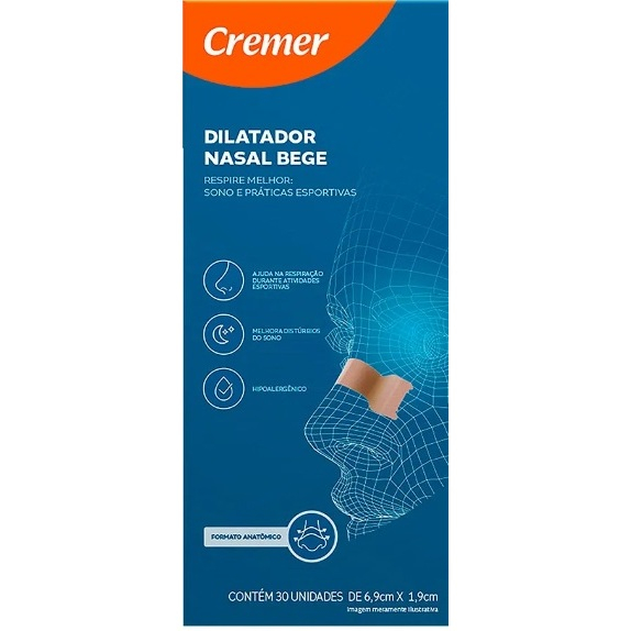 Dilatador Nasal Bege Respire Melhor Anti Ronco 30 Unidades Cremer
