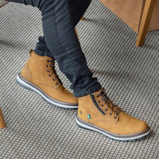 Bota Masculina Coturno Zip One Bell boots Em Couro Inverno
