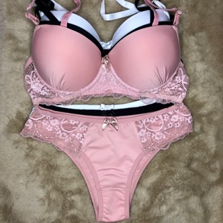 Conjunto de Lingerie Micofribra com Renda 022