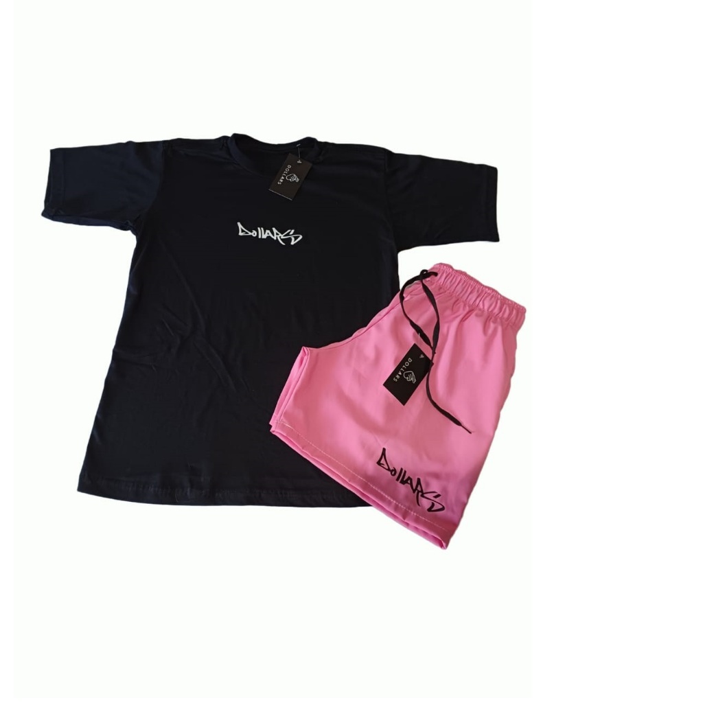 CAMISETA E BERMUDA SHORTS TACTEL ELASTANO CONFORTÁVEL TREINO PRAIA VERÃO PROMOÇÃO