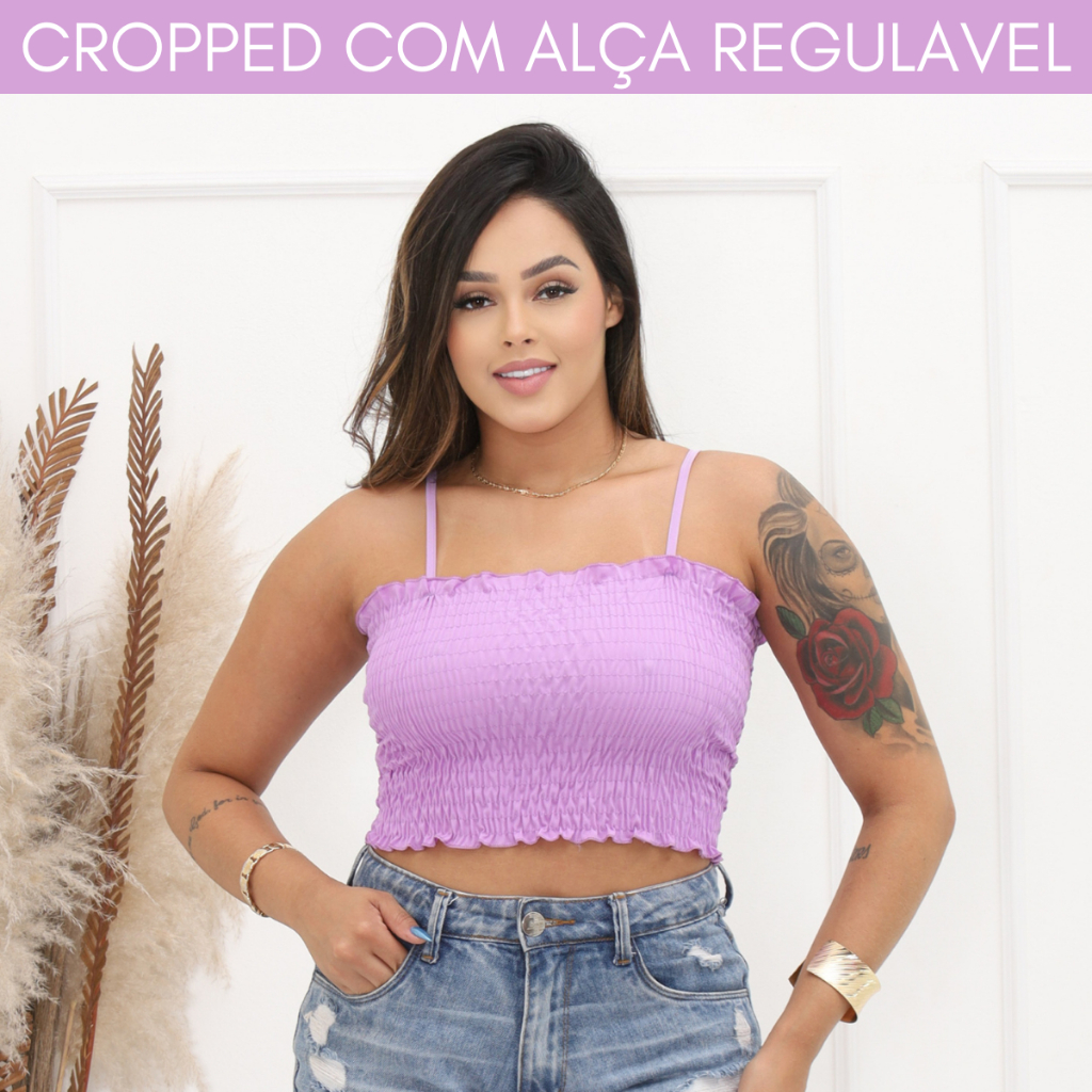 Cropped Feminino Adulto e Infantil Com Alcinha Regulavel Moda Verao Praia Tecido Lastex Franzido Efeito Sanfona Estica em Oferta na Shopee