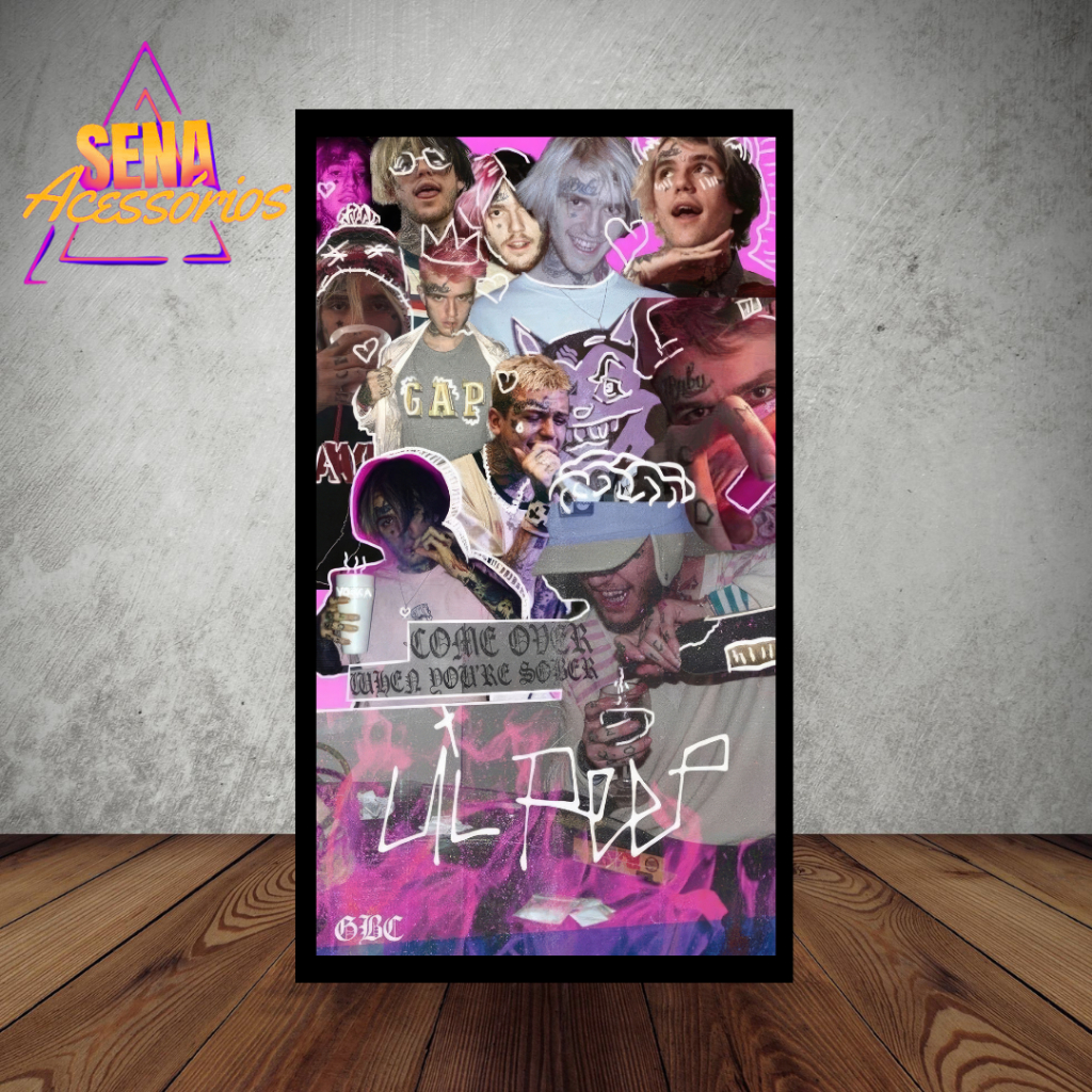 Quadro Decorativo 20cmx30cm Lil Peep Cantor Musico Trap Rap Internacional Mds Alta Qualidade Hd Para Sala Quarto Moderno