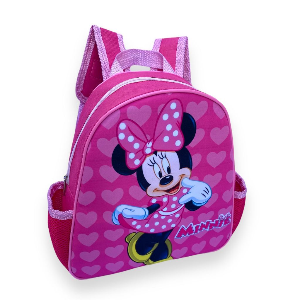 Imagem Mochila Infantil Minnie Mickey Mouse Menina Feminina Bolsa Creche e Passeio Desenho Personagens Filme Resistente Criança