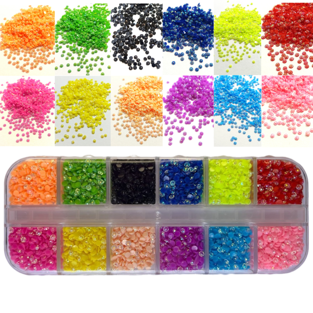 Kit Pedrarias Strass Margarida 3D Decoração Jóias De Unhas - 12 Cores