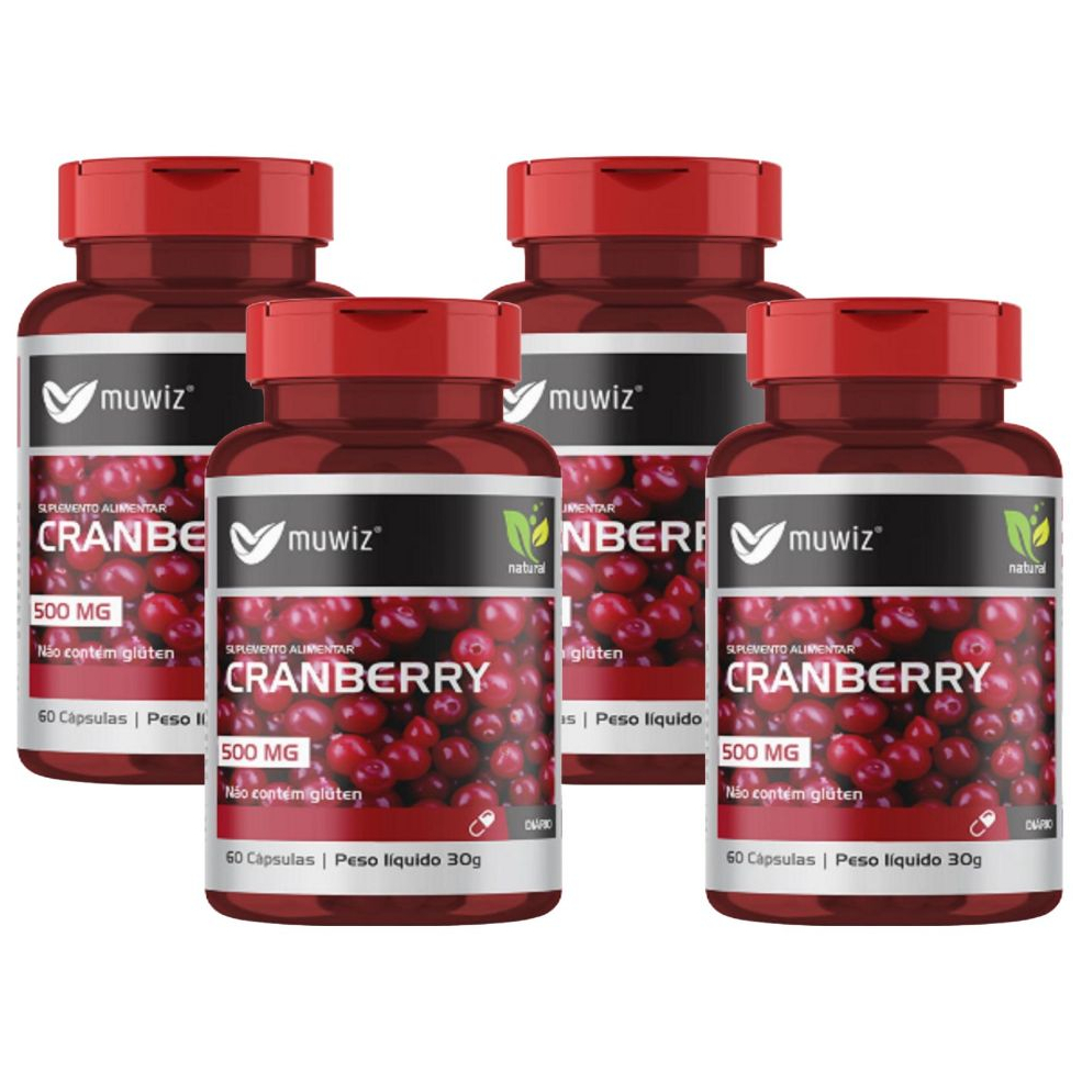 Kit 4x Cranberry 500mg 60 capsulas -Trato urinario - Muwiz