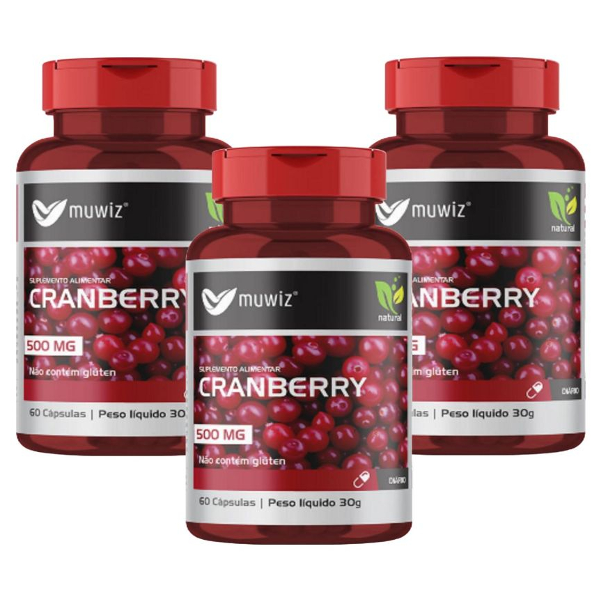 Cranberry 500mg 180 capsulas -Trato urinario - Muwiz (Kit 3x)