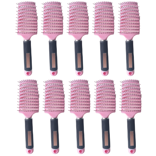 Kit 10 Escova Raquete Modeladora Vazada Com Cabo Siliconizado Profissional Rosa cod 713 em Oferta na Shopee