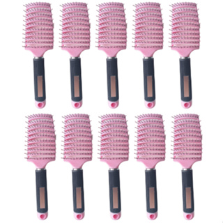 Kit 10 Escova Raquete Modeladora Vazada Com Cabo Siliconizado Profissional Rosa cod 713 em Oferta na Shopee