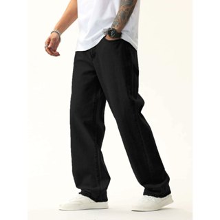 Calça Jeans Preta Masculina Larga Perna Reta Estilo Balão Bag Tipo Trapper em Oferta na Shopee