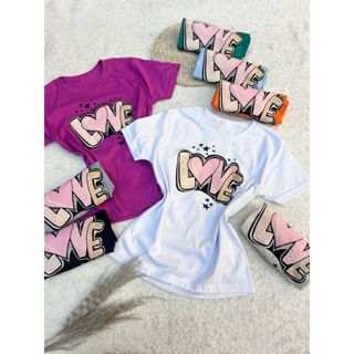 Blusa Feminina T-Shirt Camiseta Manga Curta Malha 100% Algodão Premium Estampa Love 002