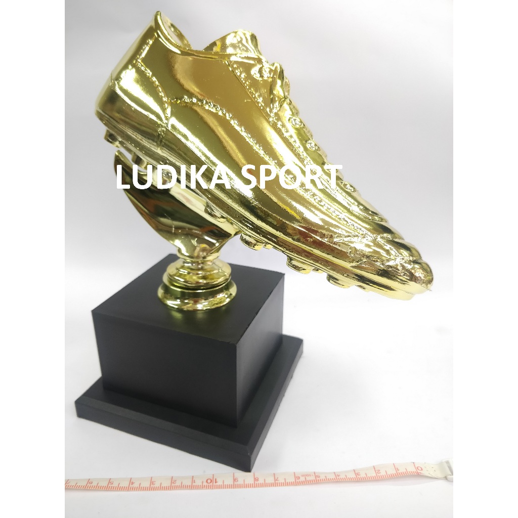 Troféu Futebol Chuteira Gigante GG 20,8cm Ouro BJ1 {Personalizo} Artilheiro Revelação Destaque Chute