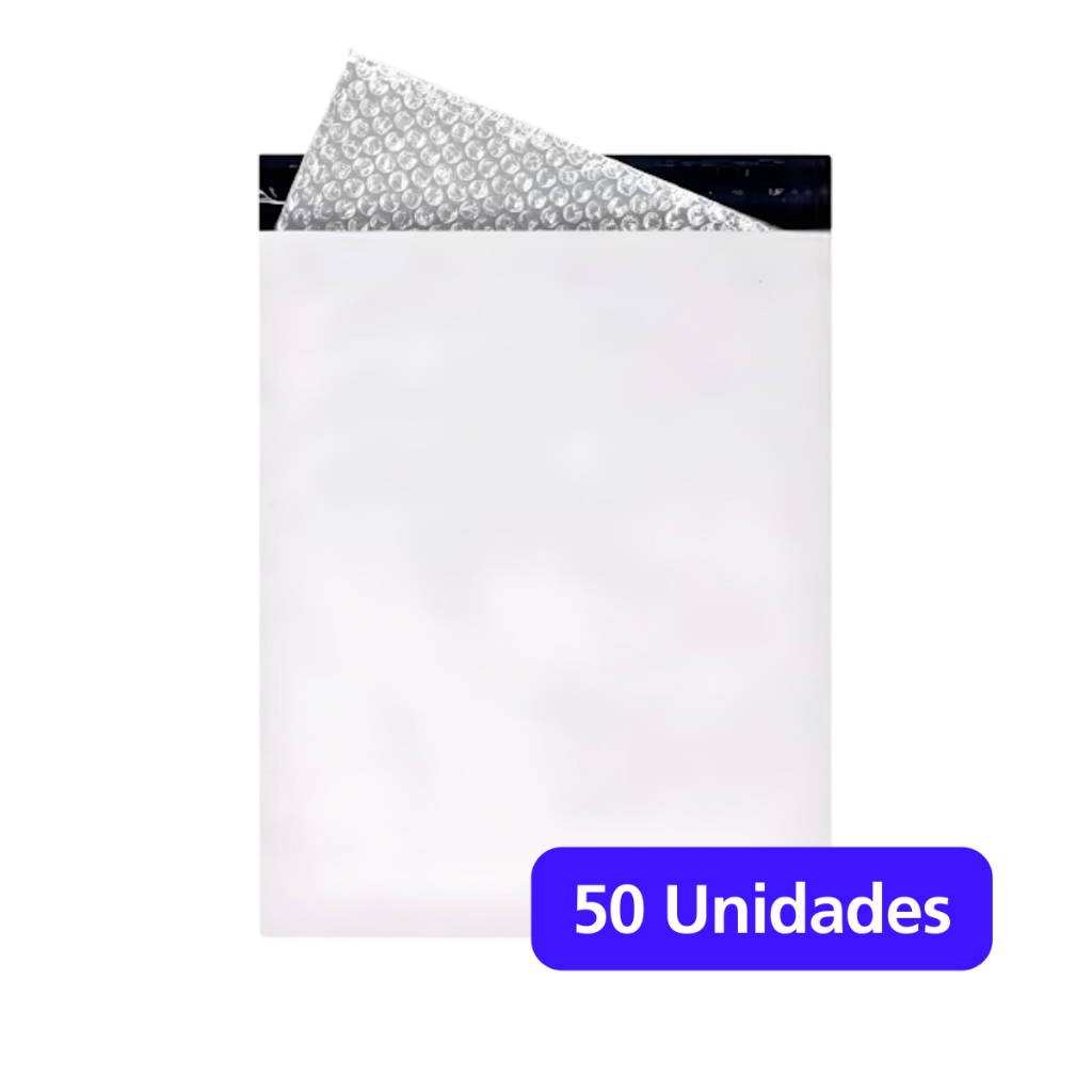 Envelope Segurança Com Bolha 19x25 - 50 Unid - Saco Plástico Para Envio Com Bolha