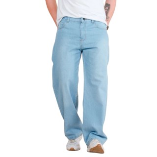 Calça Jeans Reta Larga Maculina Balão Perna Larga Estilosa