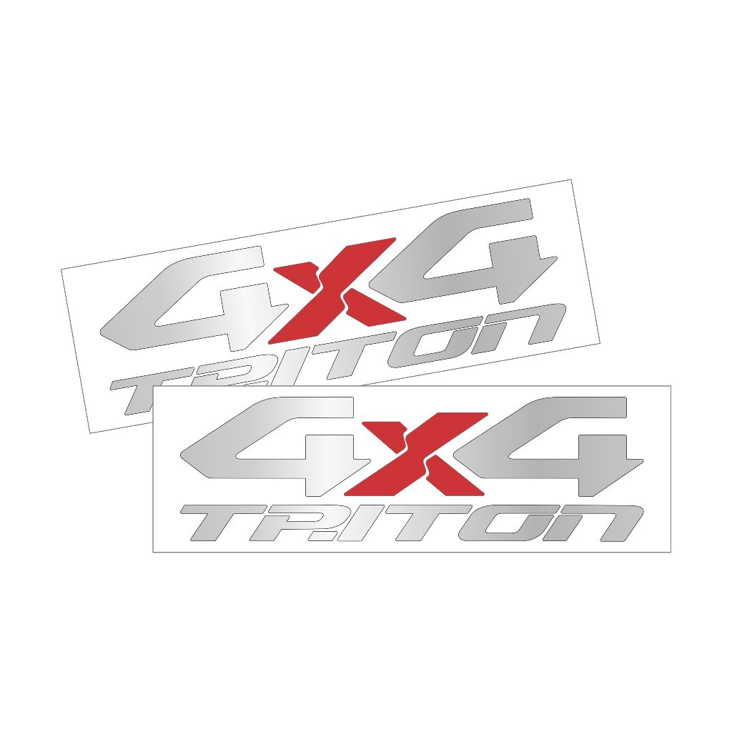 Par Adesivos 4x4 Mitsubishi L200 Triton Lateral Camionete Md2 Prata-alumínio(fosco)