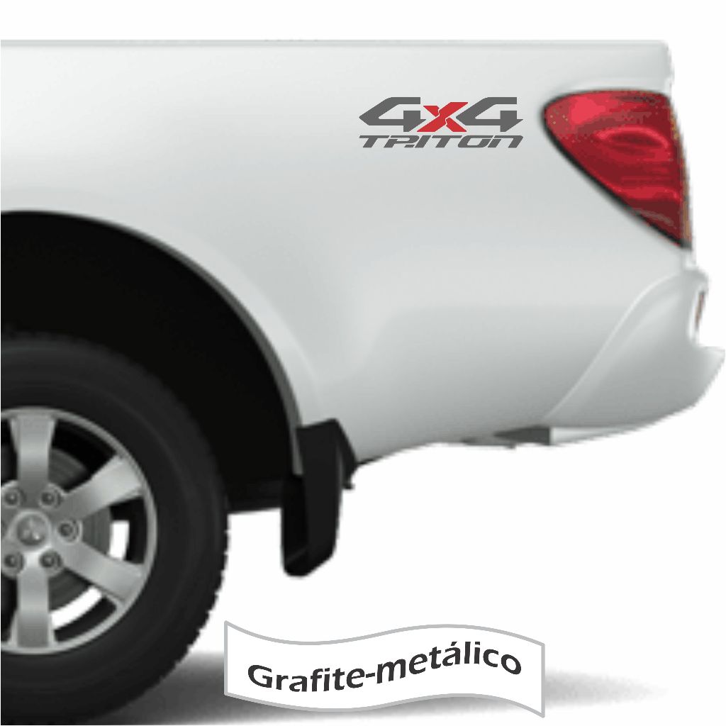 Par Adesivo 4x4 Mitsubishi L200 Triton Lateral Camionete Md2 Grafite-brilhante