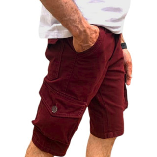 Bermuda Cargo Sarja Brim Masculina 6 Bolsos Estilo Sacola Short Bolso Diferente Masculino Bermuda Tática Militar Coloridas