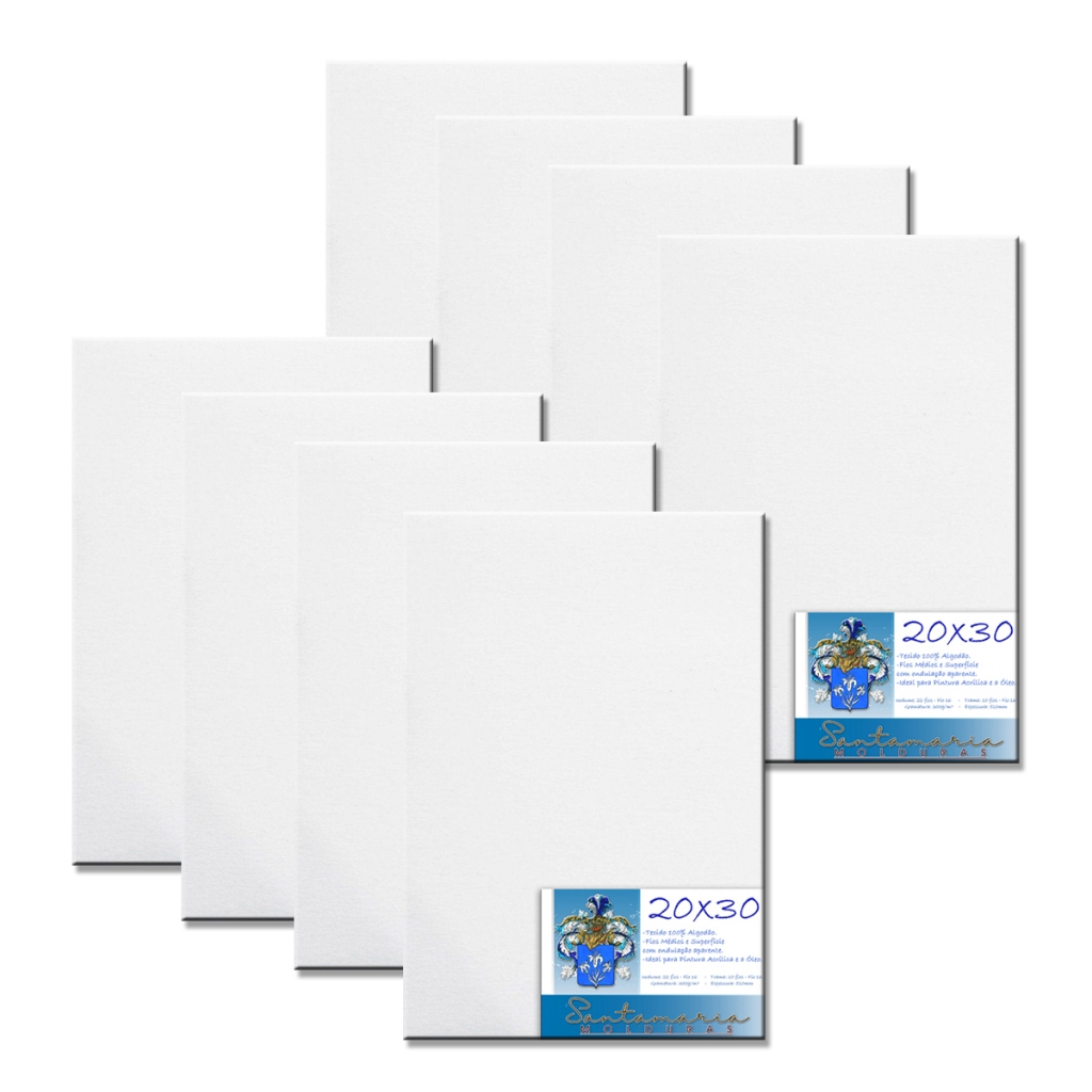 Kit 08 Telas De Pintura 20x30 Prontas Para Uso 100% Algodão