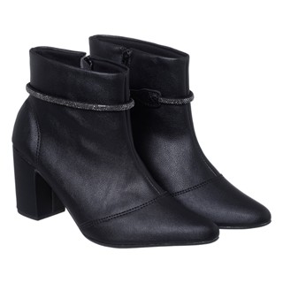 BOTA DE SALTO BICO FINO PRETA COM STRASS LOLLA MARIA