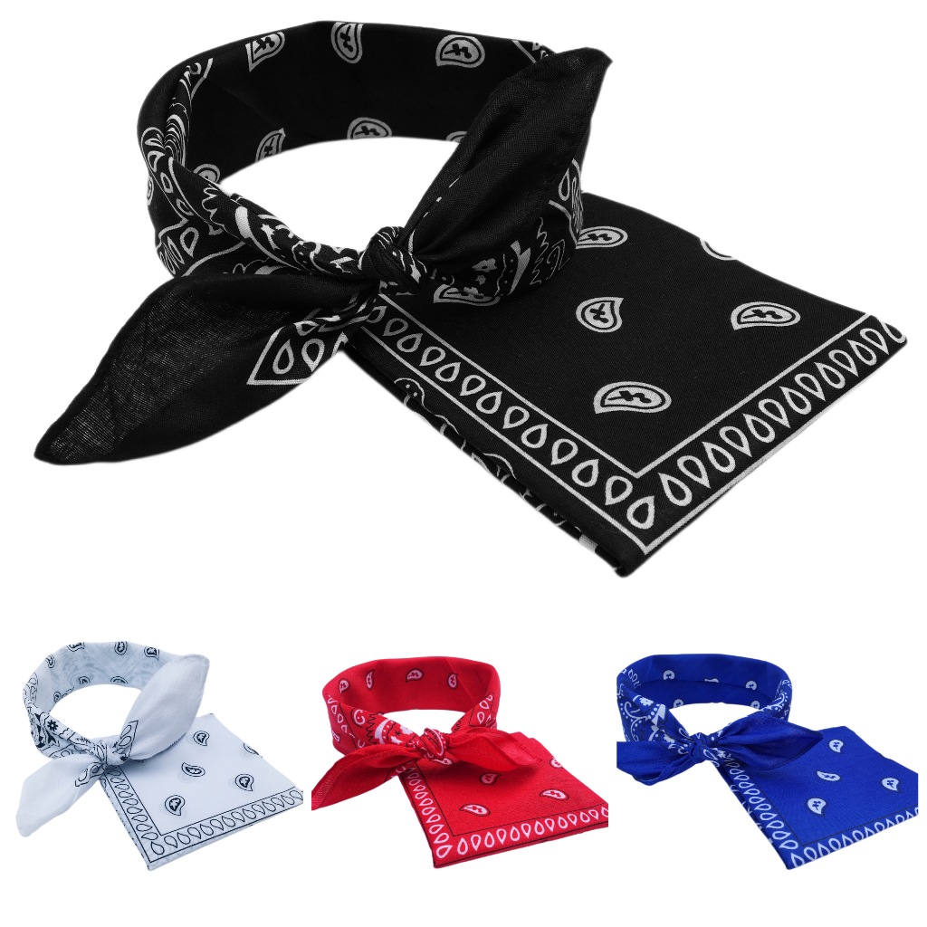 Kit 2 Bandanas Escolha as Cores Preto Vermelho Branco Azul Lenço Estampado Rock Motoqueiro em Oferta na Shopee