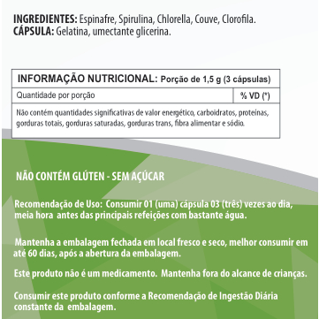 Espinafre Couve Clorofila Spirulina Clorela SelvaMix 500mg 60 / 90 / 120 Cápsulas - Suplemento Alimentar Natural
