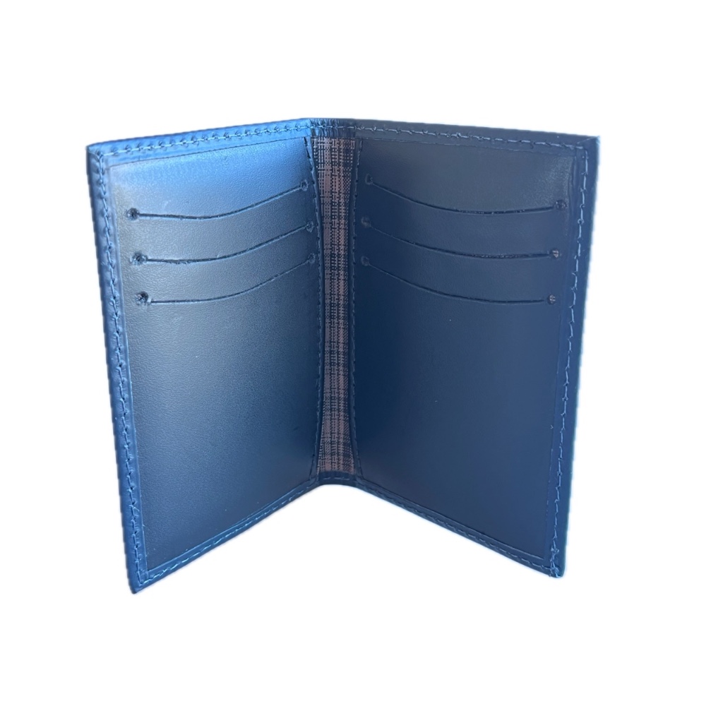 Carteira Masculina Slim Porta Cartão COURO LEGÍTIMO Original Porta-cartões Azul-marinho Moderna Pequena 51025