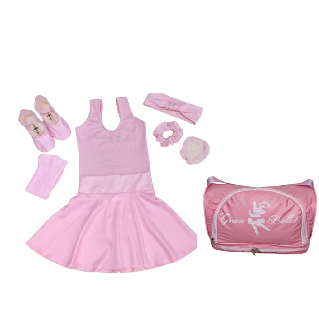 Roupa de Ballet Regata com Bolsa Porta- Sapatilha - Aula de Ballet baby class
