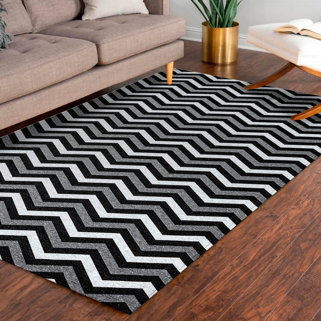 Tapete Jacquard 2,00 m x 1,40 m Antiderrapante Geométrico Sala Escritório Quarto
