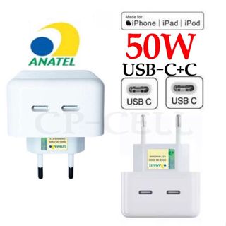 Fonte PD duplo 50W iPhone USB C＋C Carregamento Rápido