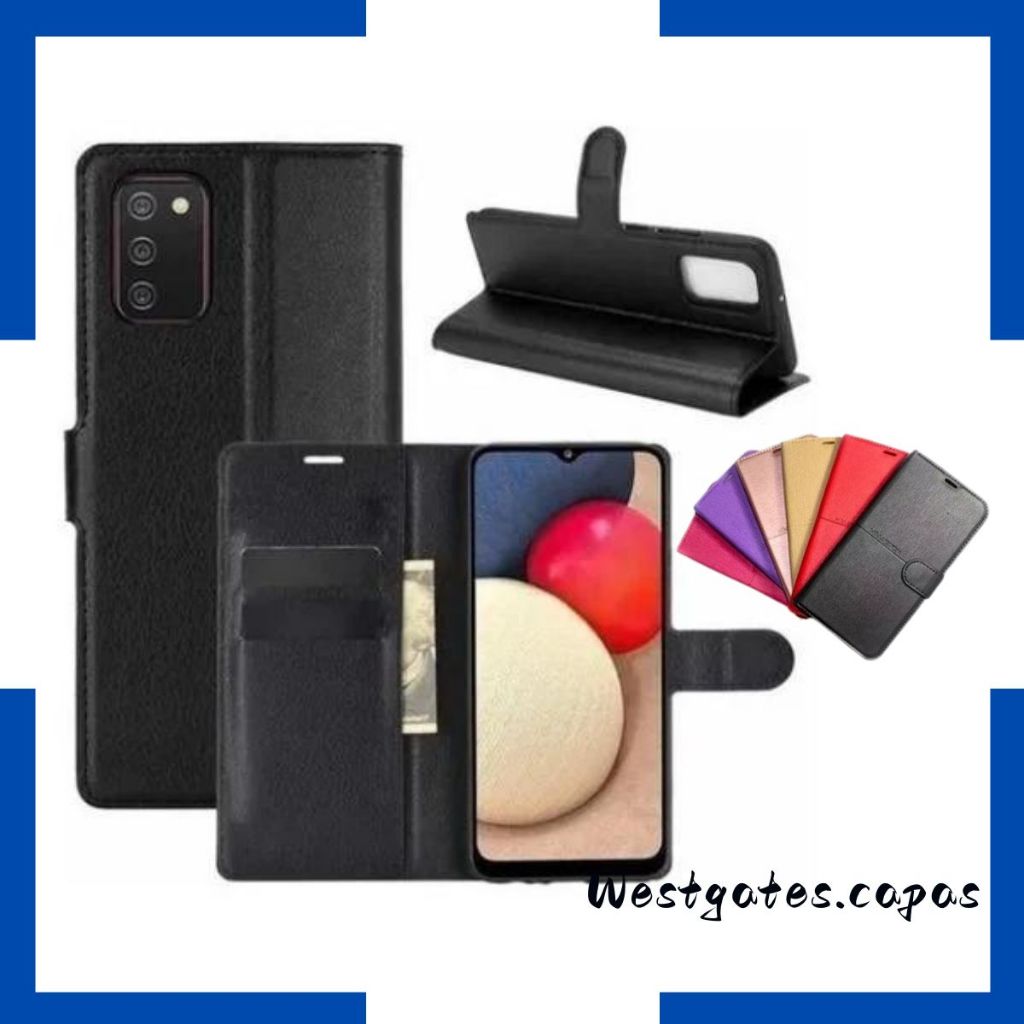Capa Carteira filp cover Couro Sintetico compatível Samsung Galaxy A01/A01Core/A02/A02S/A03/A03S/A03Core/A10/A10s