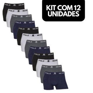 Cueca Infantil Menino Criança Box Boxer de Perna Lisa Microfibra Sortidas Polo Wear Kit 12 Peças
