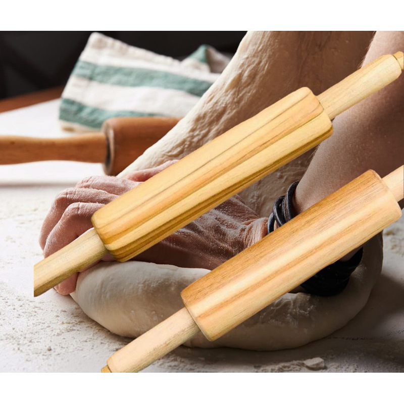 Rolo de Madeira para Massas, Macarrão, Pão e Pizza 43cm Multiuso Domestico Restaurantes Cozinha Padaria Bar Resistente